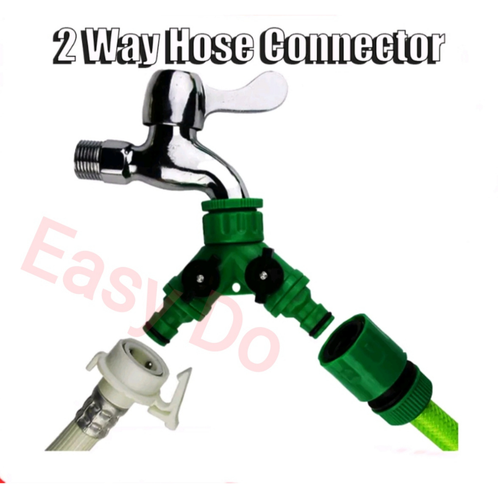 2 Way Valve Hose Pipe Connector YShape Garden Tap Splitters Garden