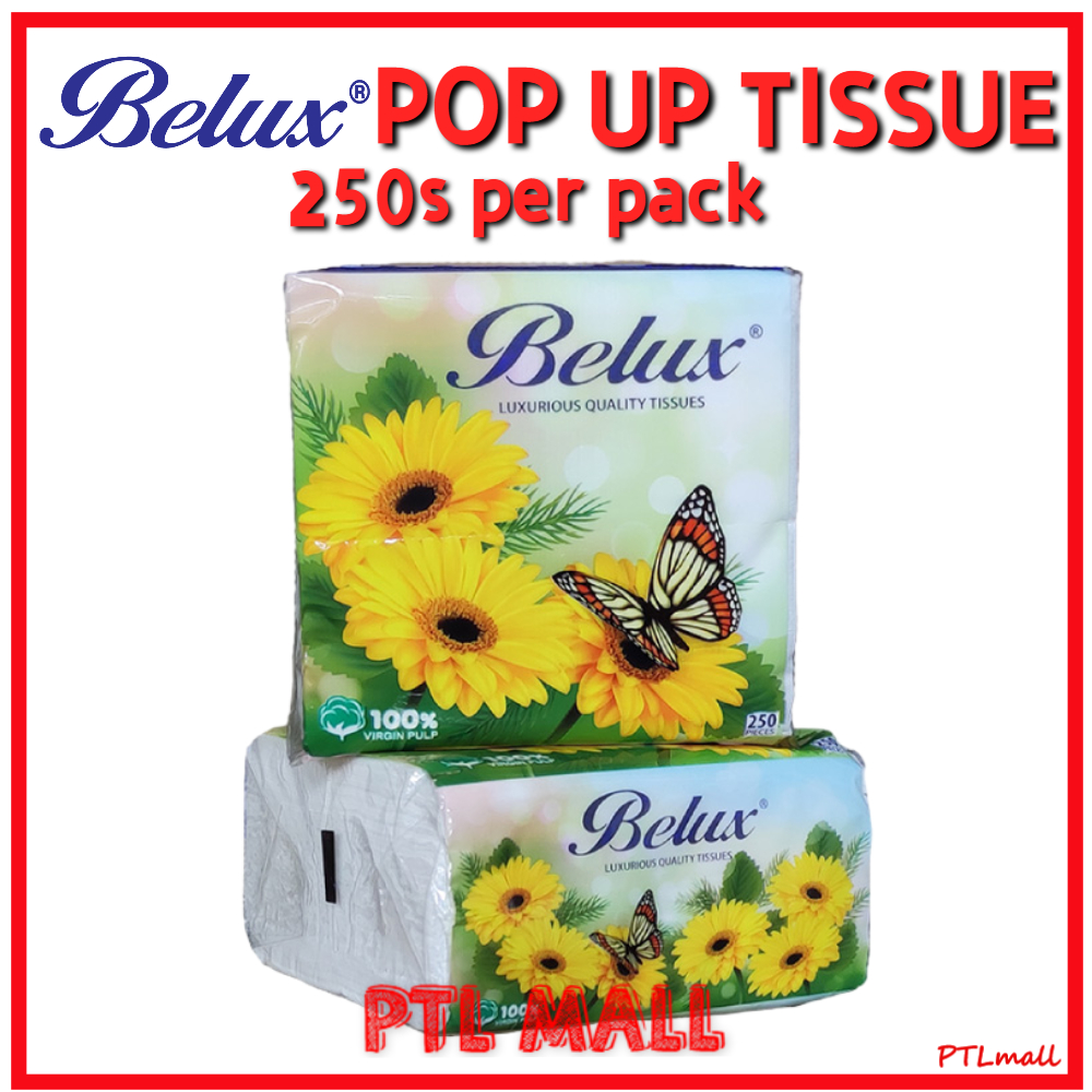 100% Pure Pulp Belux Pop Up Tissue 250's (2 Ply, 125 pulls) | Shopee ...