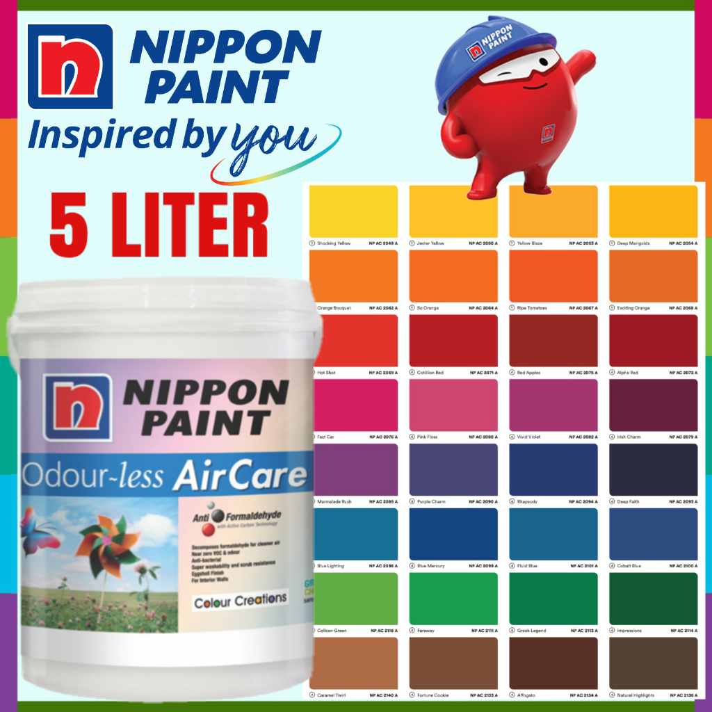 FOC 5L Nippon Paint ODOURLESS AIR CARE INTERIOR WASHABLE PAINT /CAT