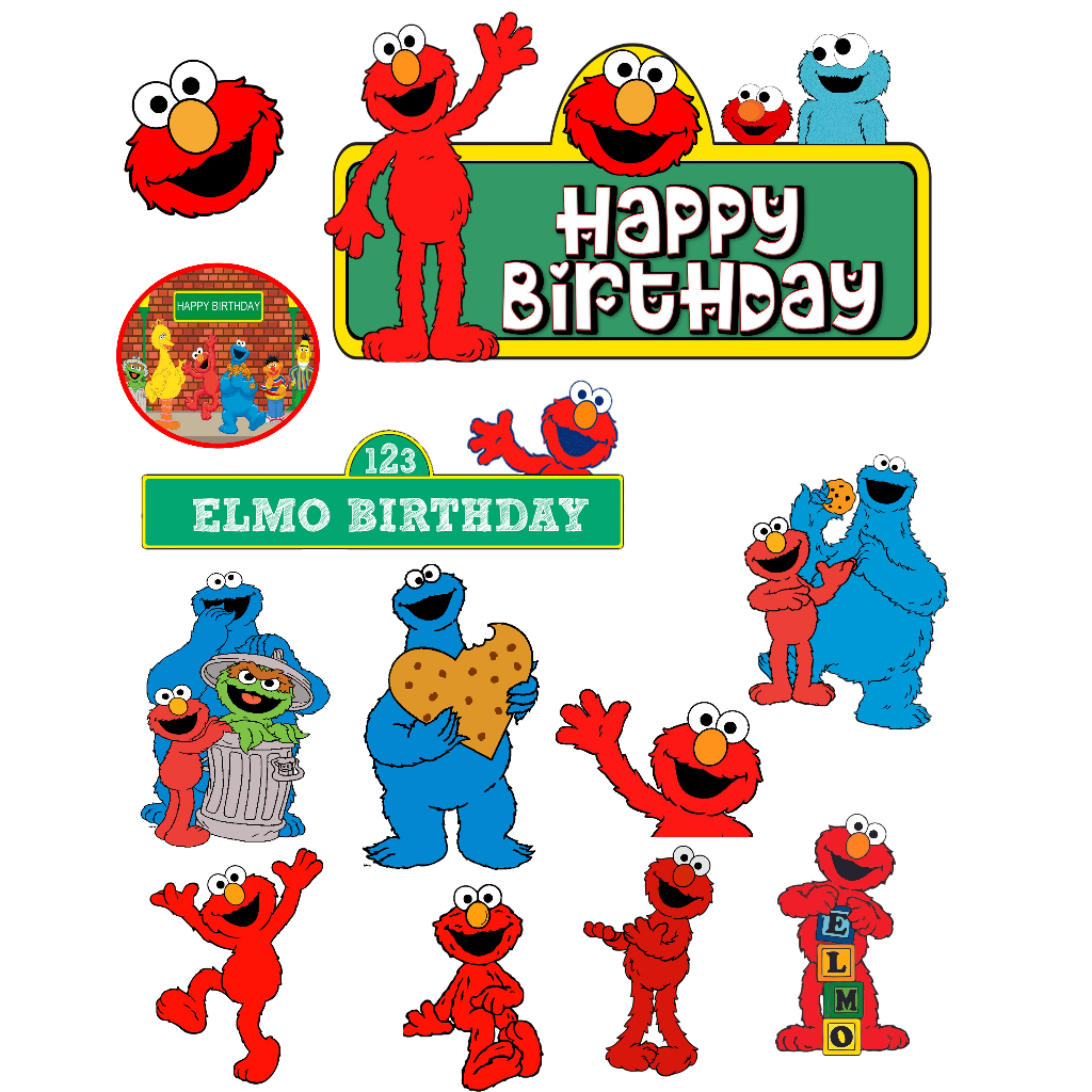Happy Birthday Topper Cake Cartoon Elmo (CUSTOM NAME) | Shopee Singapore