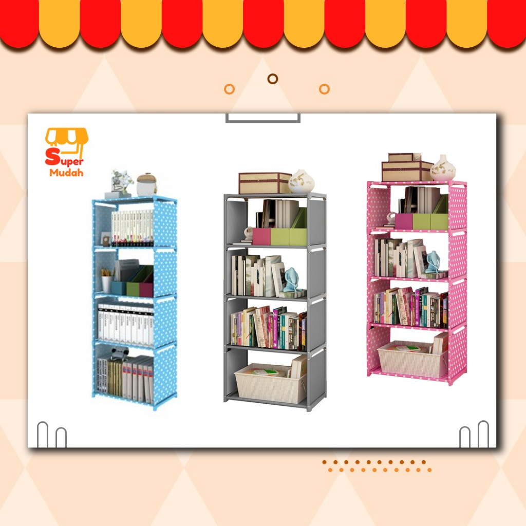 4 Tier Korean Style Book Storage Rack With 4 Lines Easy Installation ...