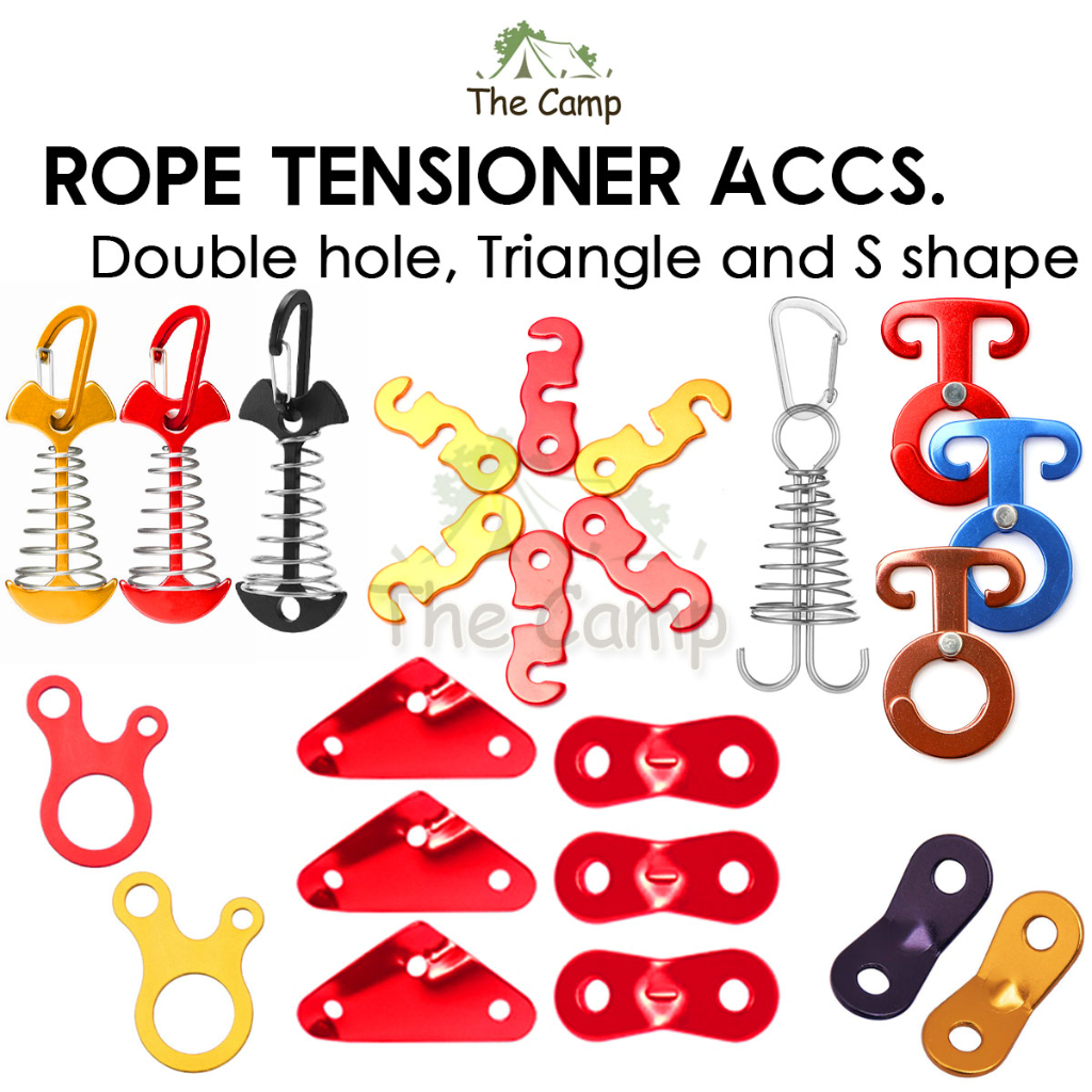 Camping Aluminium Tent Rope Tensioner Adjuster Deck Peg Fishbone Hanger Paracord Tarp 2 Holes S