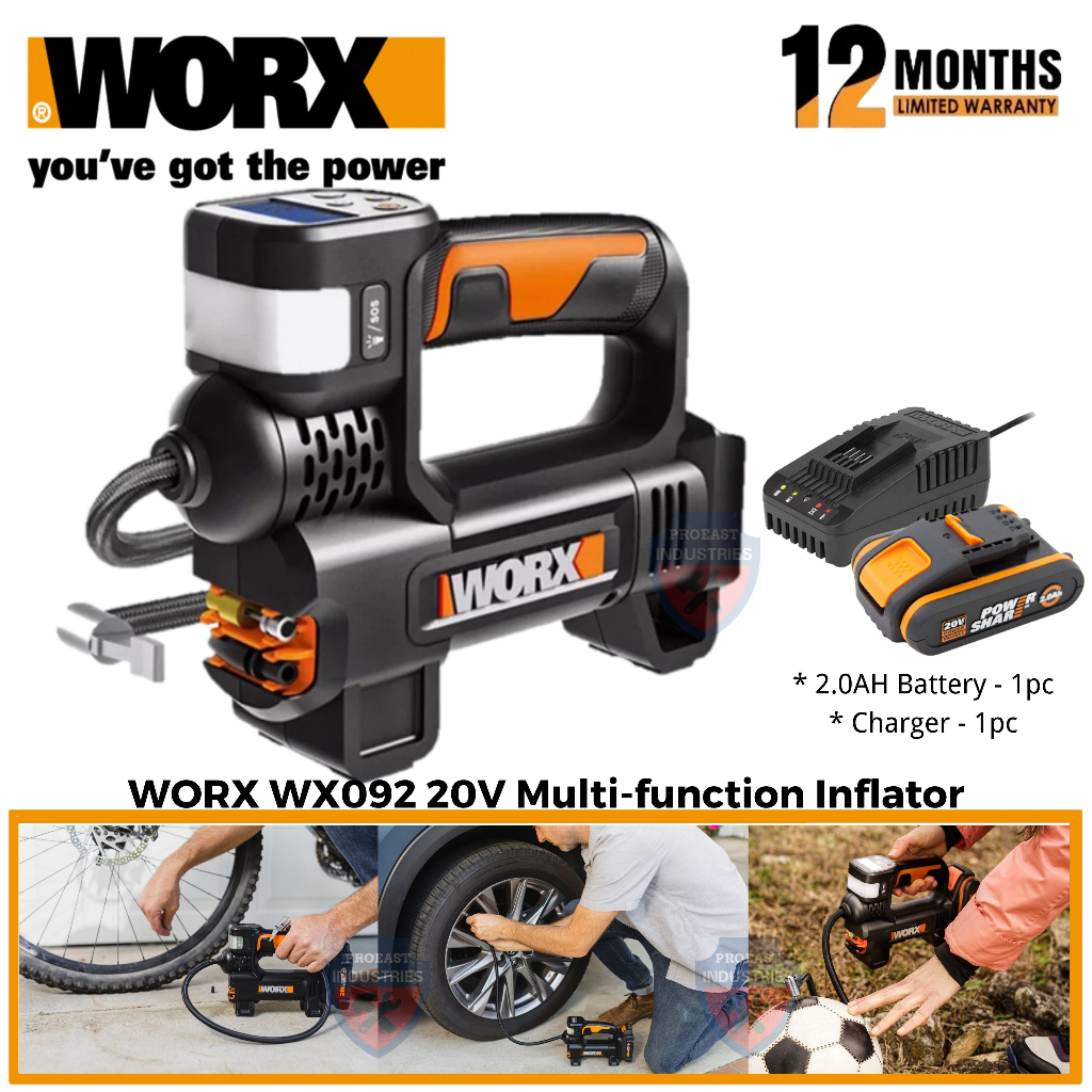 WORX WX092 High Pressure Inflator 4-IN-1 Tool ( Inflator, Tire Pressure ...