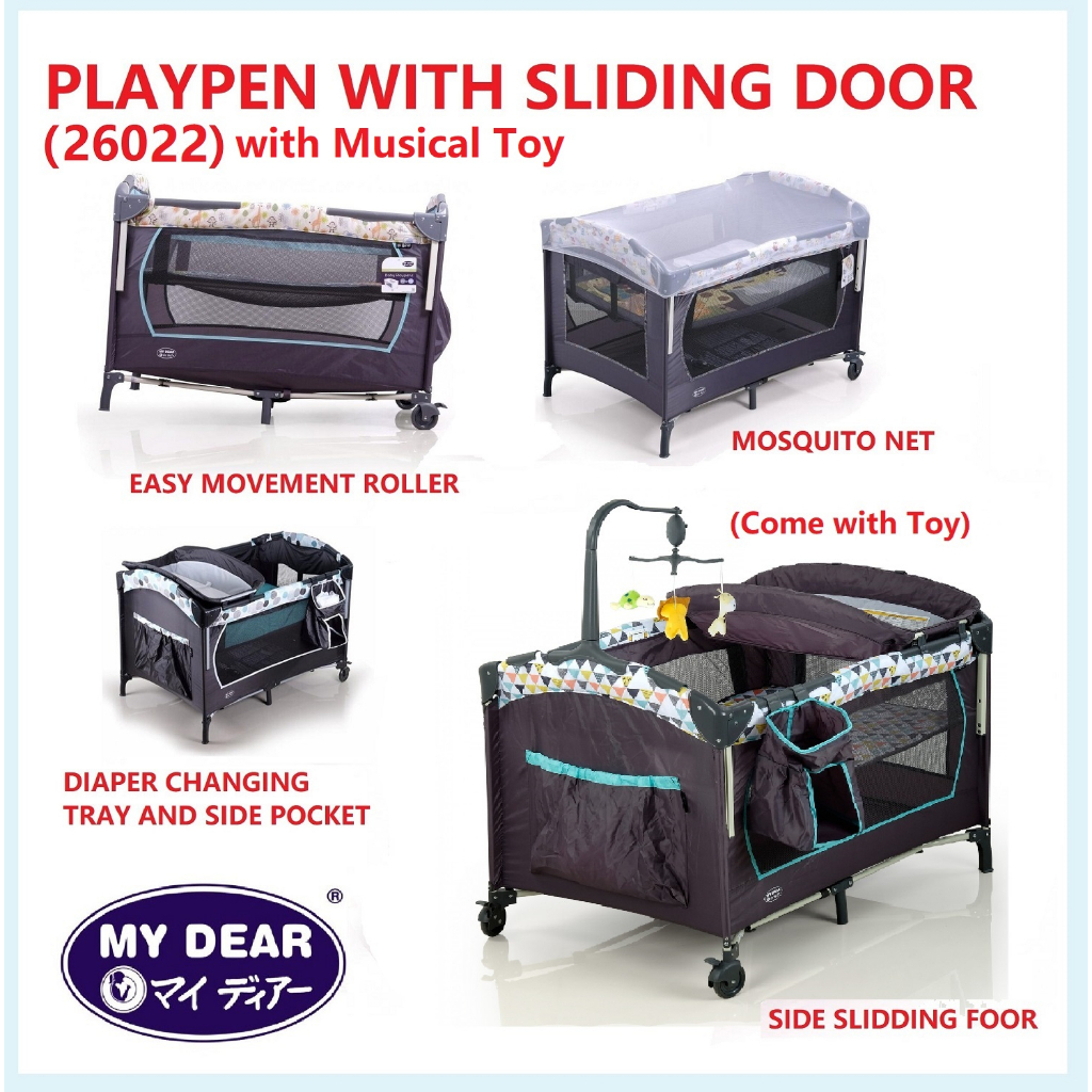 My Dear Baby Bed Playpen with Sliding Door 26014/26022(with musical toy