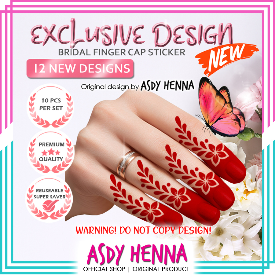 SPECIAL STICKER JARI Finger Cap Inai celup pengantin DIY henna
