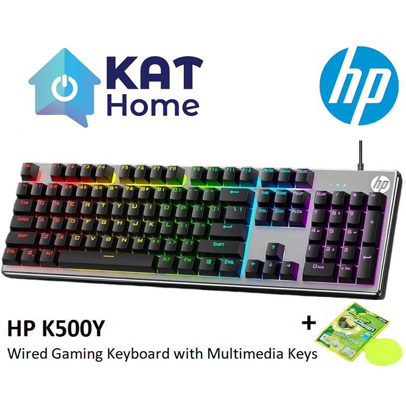 HP K500F / K500Y MEMBRANE USB WIRED GAMING KEYBOARD WITH LED BACKLIGHT, SHORTCUT FN KEYS, AND