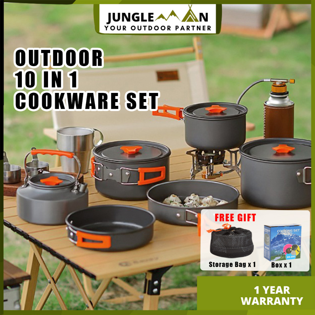 JUNGLEMAN Camping Cooking Set 3 person Camping Cookware set 2-3 Camping ...