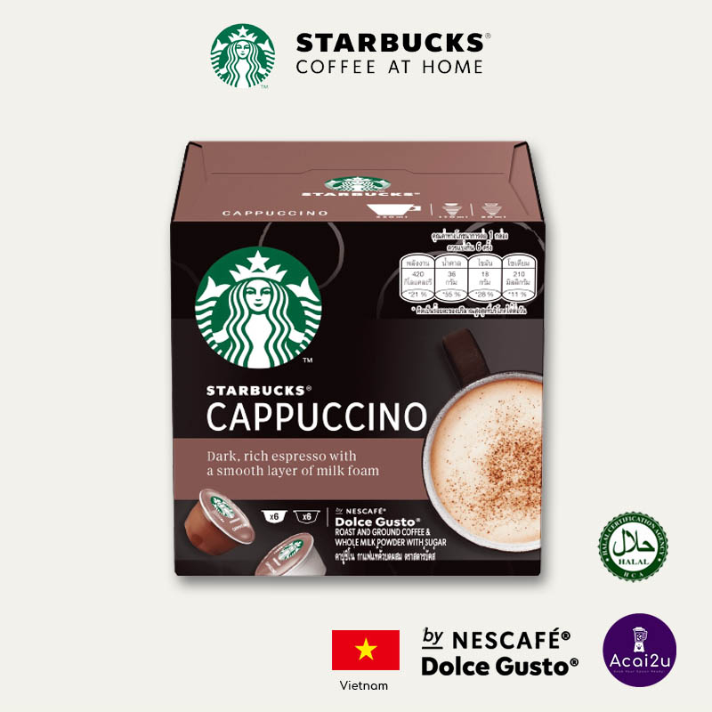Starbucks Cappuccino by Nescafe Dolce Gusto Coffee Capsules, Box of 6+6