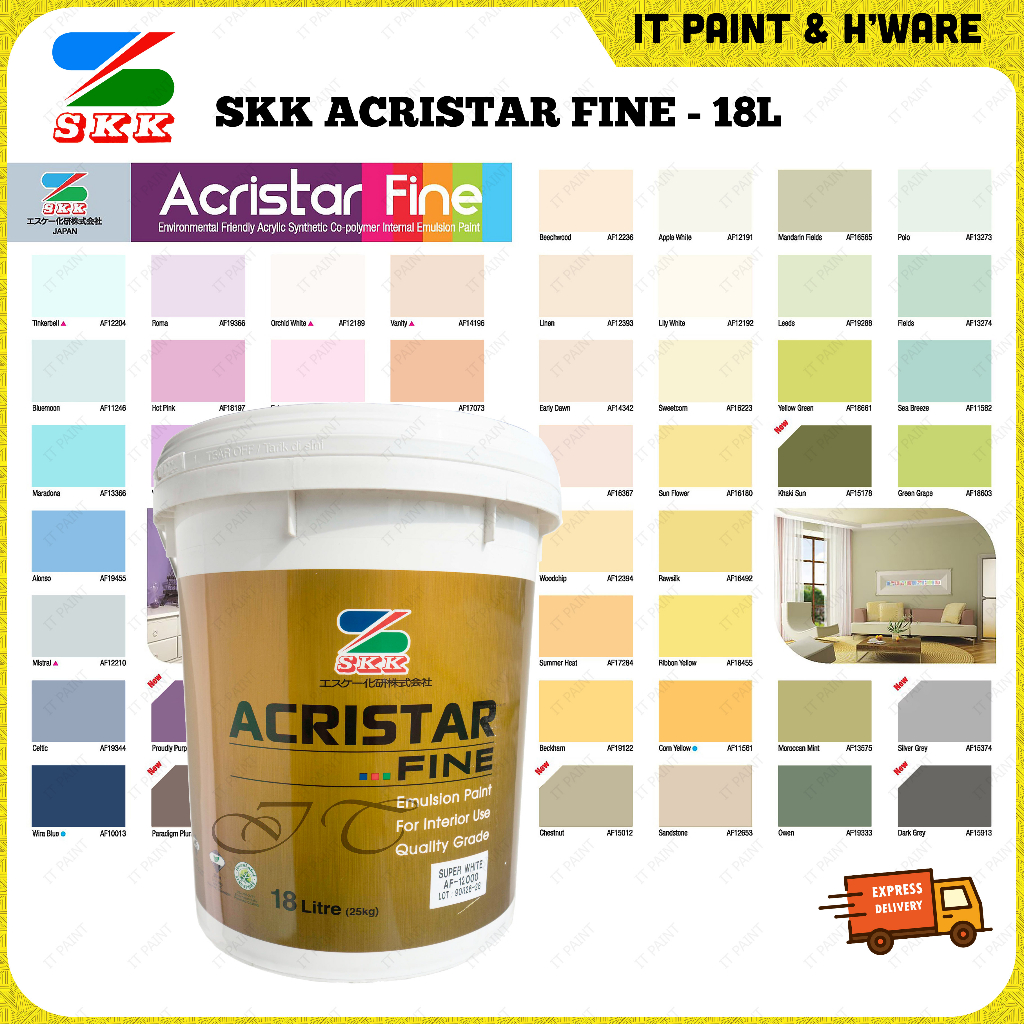 [Standard Color] SKK Acristar Fine 18 Liter Emulsion Paint for Interior Wall and Ceiling Cat