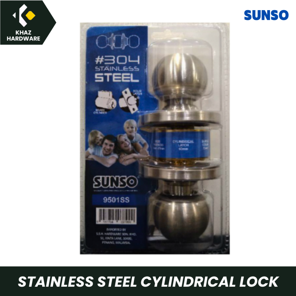 khaztoyou SUNSO 304 STAINLESS STEEL CYLINDRICAL LOCK(9501SS) | Shopee ...