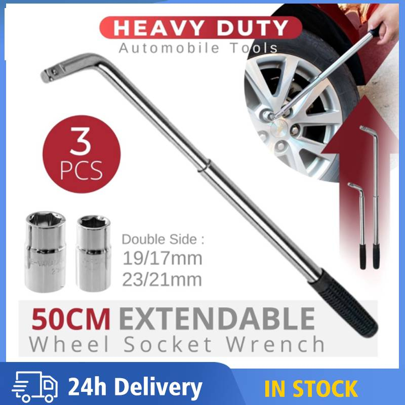 Heavy Duty L Shape Tyre Opener Wheel Socket Wrench Extendable