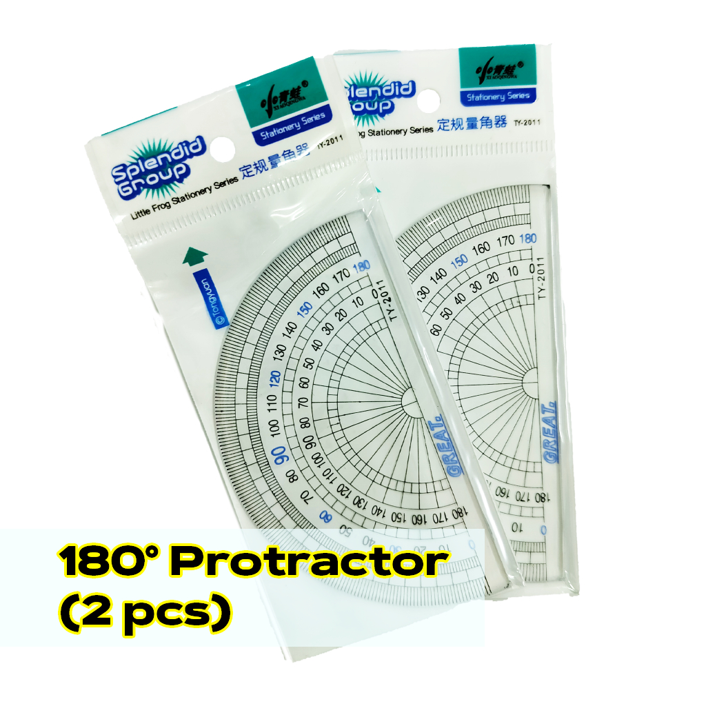 Protractor 180 Transparent (2 pcs) | Semi-circle Ruler | Jangka Sudut ...