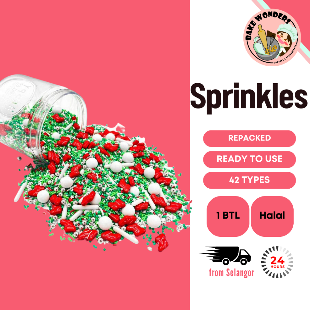 (BTL) Christmas Tree Sprinkles/ Snowflake Sprinkle/Raya Sprinkles/ Star ...