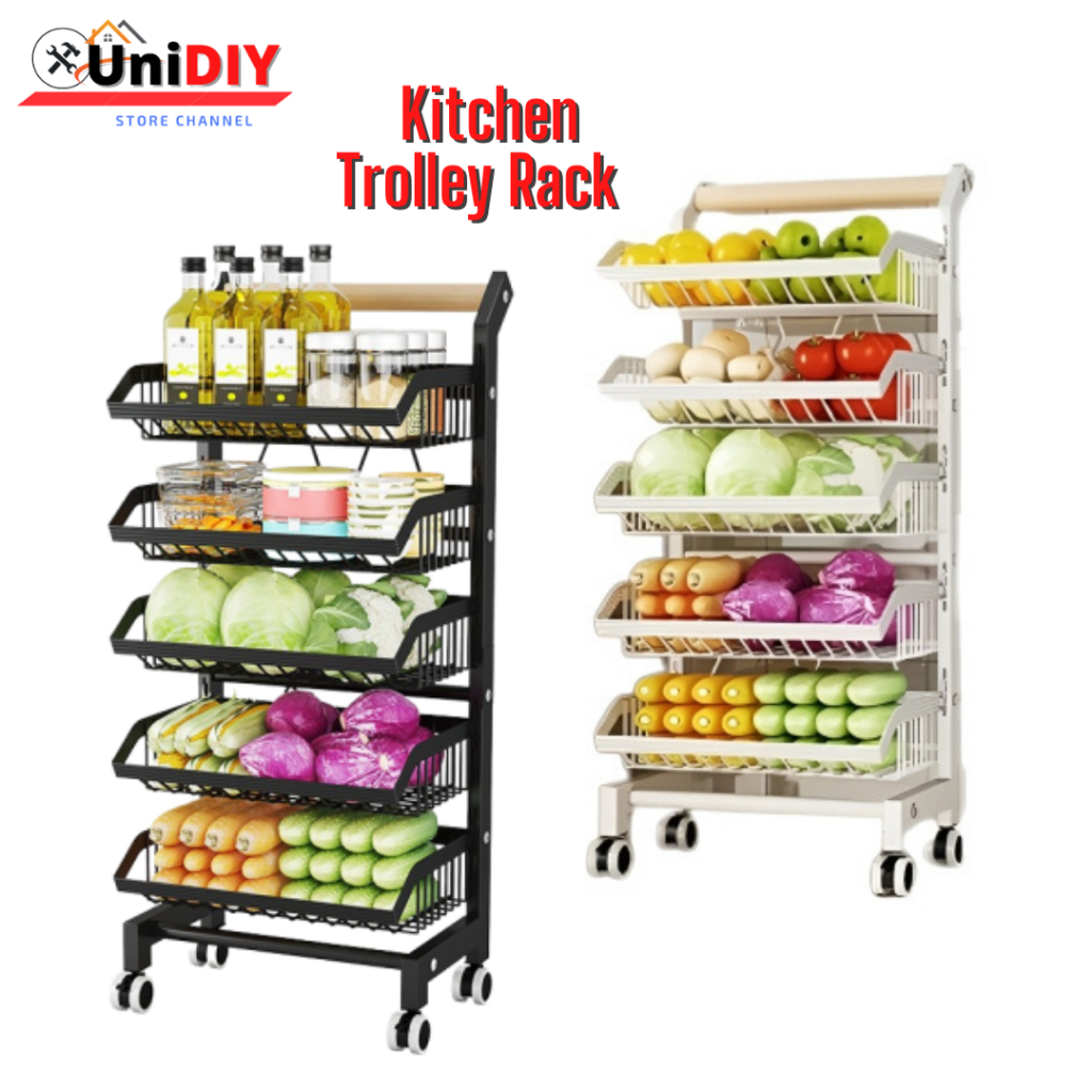 Unidiy 5 Tier Kitchen Trolley Rack Narrow Storage Racks Spice Rack