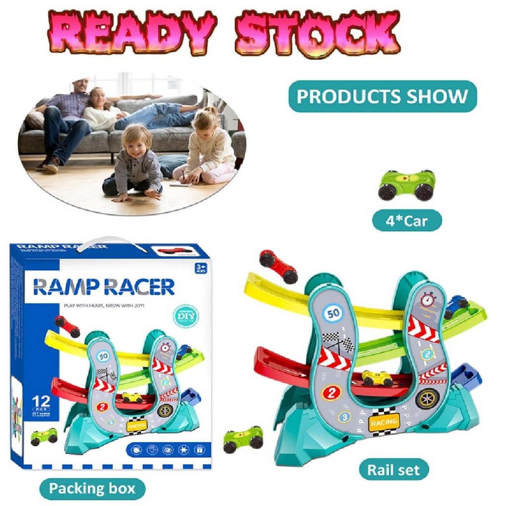 Ramp Racer with 4 Cars Ladder Sliding Slide Car Toy Play Set For Kid ...