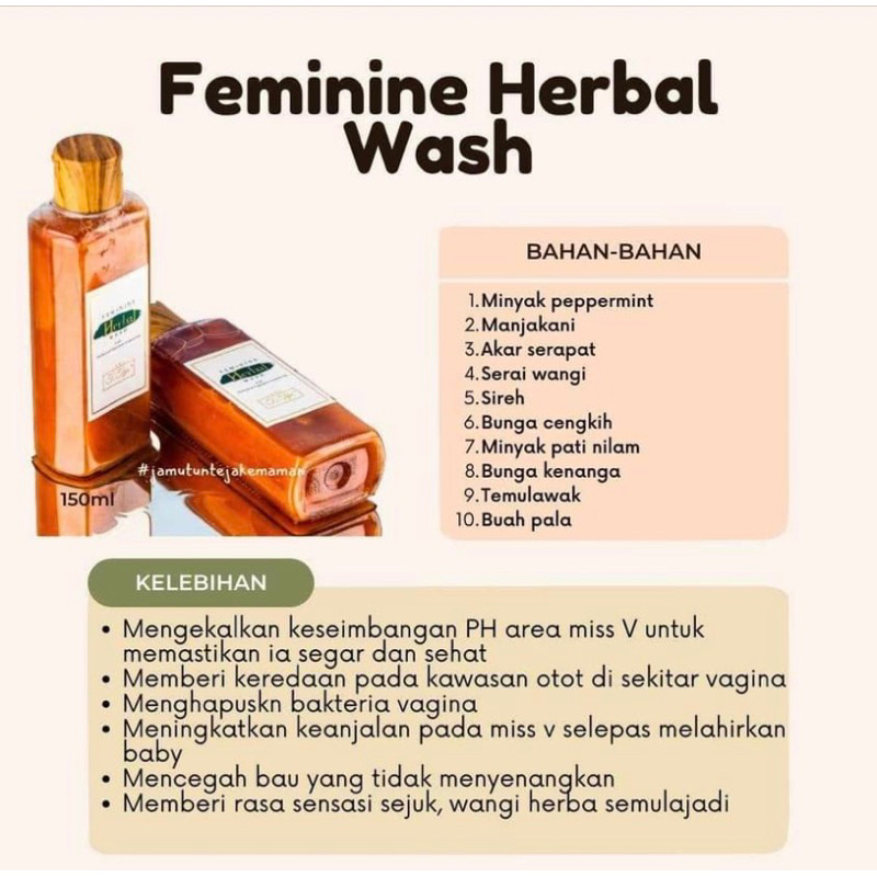 Feminine Herbal Wash by Jamu Tun Teja!!️Fragrant & Fresh ️ Shopee