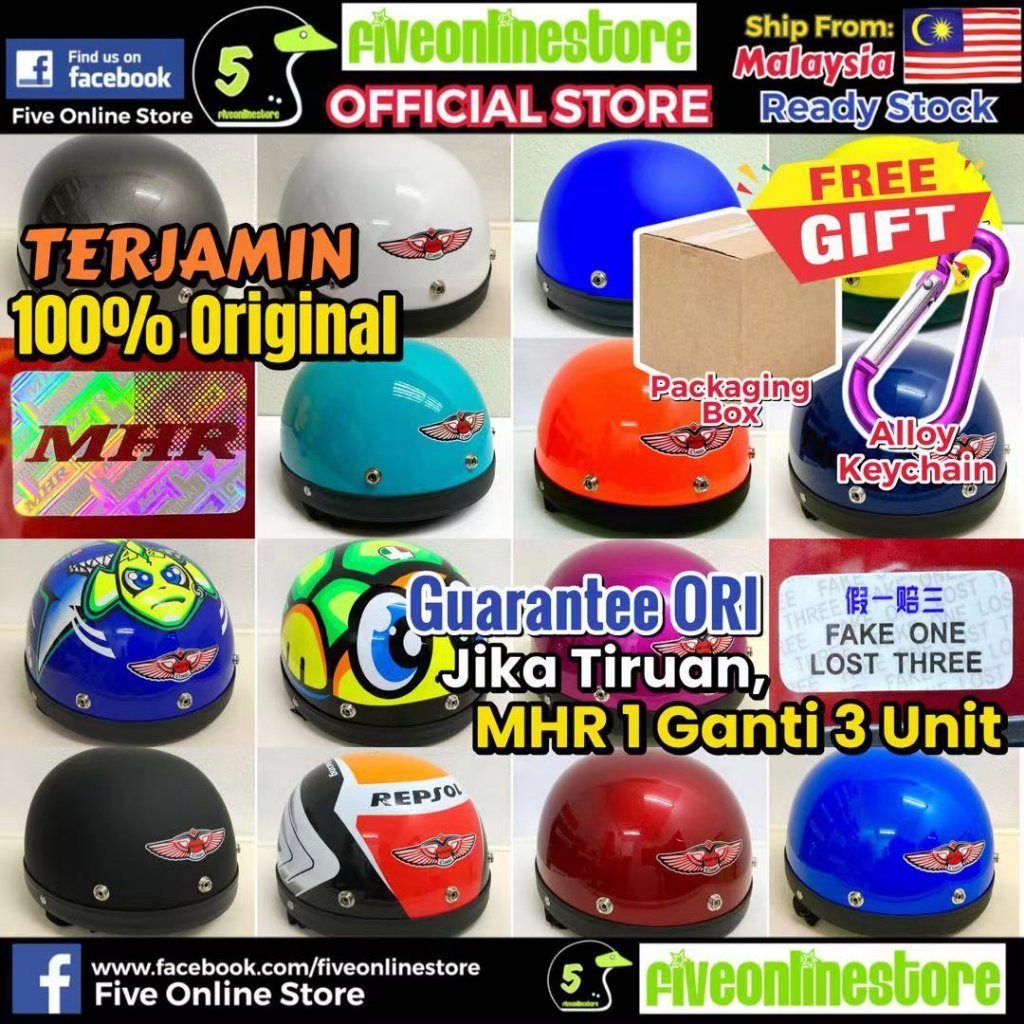 MHR III Steng Kura Half Cut Helmet (Packing in Box) Helmet Separuh 1/2 ...