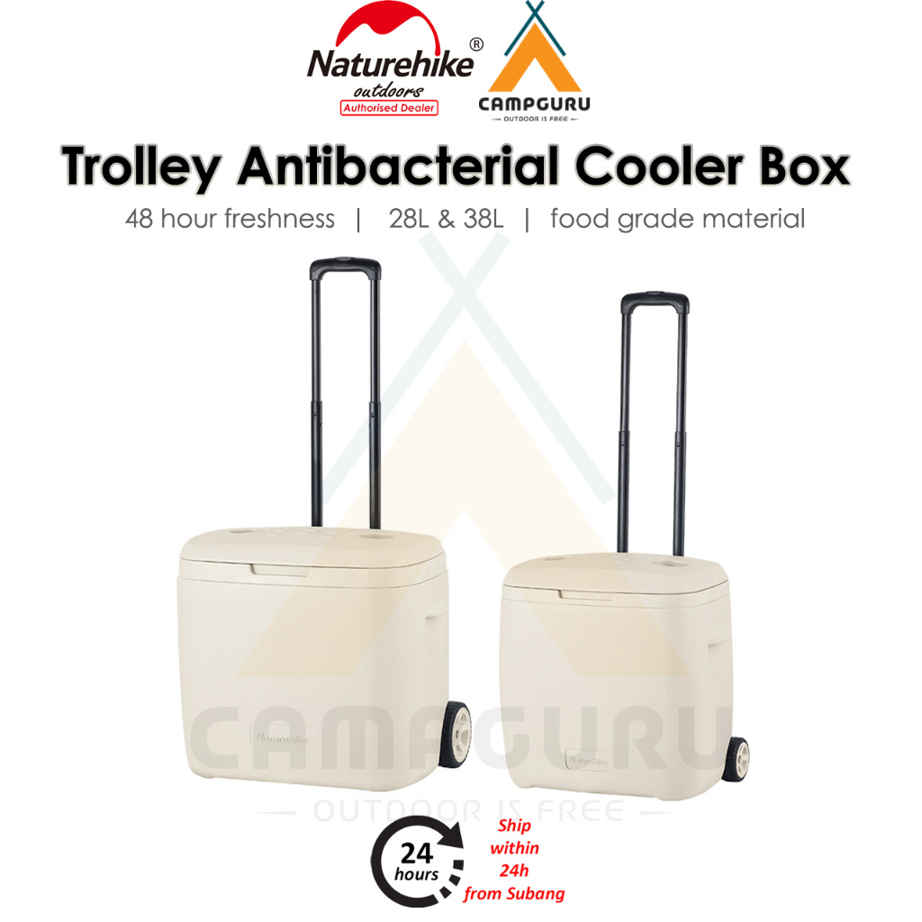 Naturehike Antibacterial Trolley Cooler Box with Wheel 48hour Camping