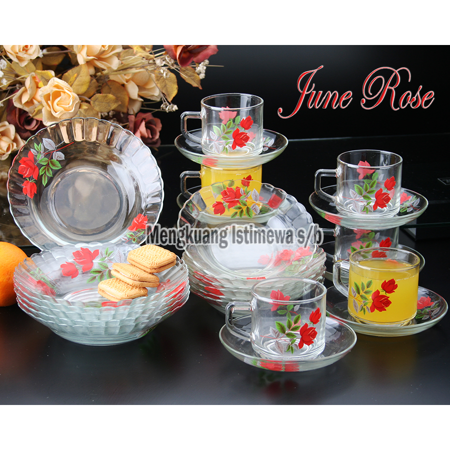 6 PC Vintage June Rose Glass Deep Plate SE16800 | Shopee Singapore
