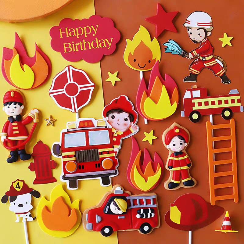 Firemen Cake Topper Firefighter Cake Topper Fire Truck Fireman Cake