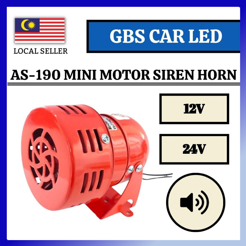 GBS CAR LED MS-190 MINI MOTOR SIREN 3 INCH MS190 110DB DC12V/DC24V ...