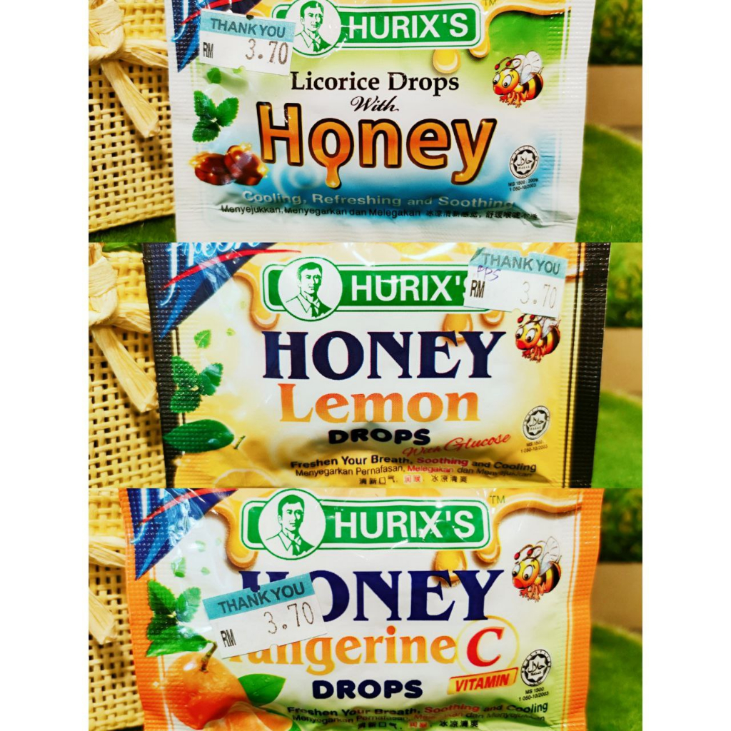 1) HURIX'S HONEY LEMON DROPS WITH GLUCOSE HONEY LEMON DROPS WITH GLUCOSE HURIX'S LICORICE DROPS