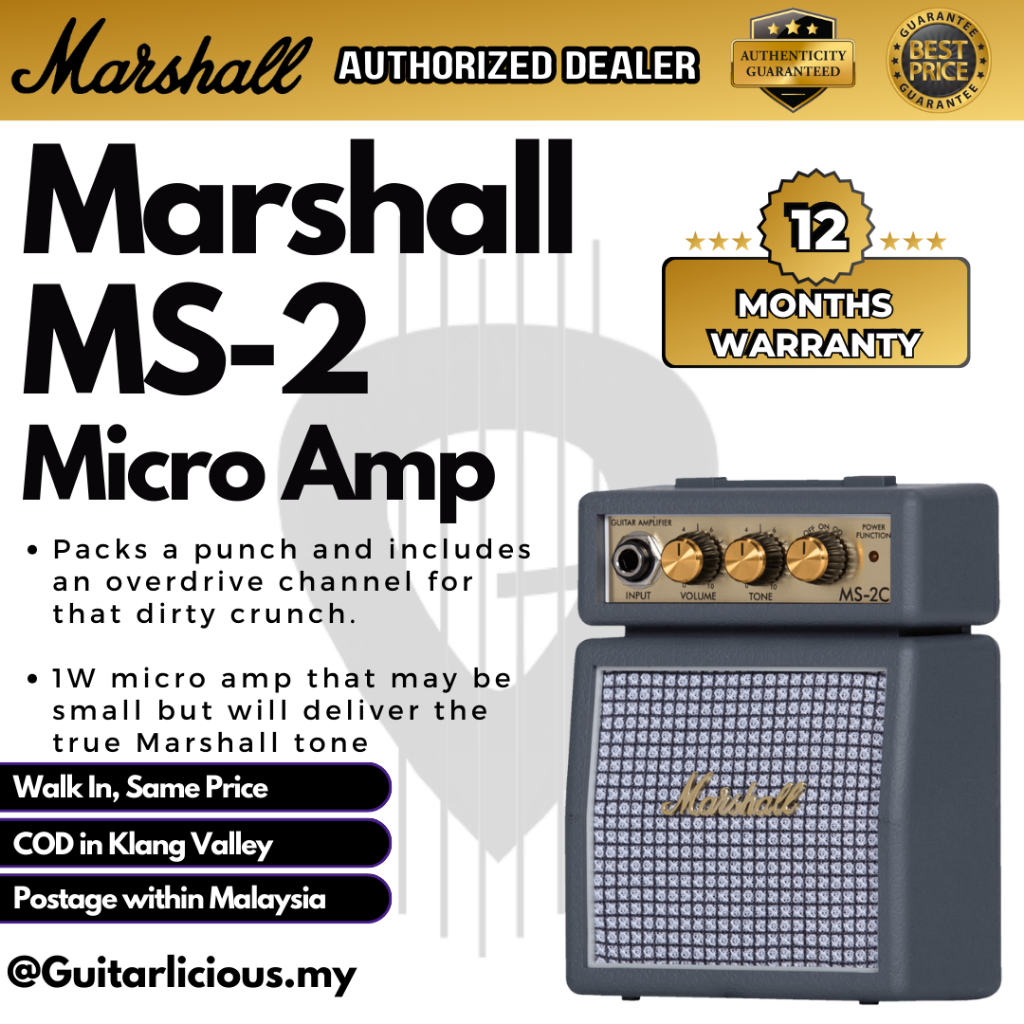 Marshall MS-2 - 1 Watt Battery-powered Micro Amplifier (MS2 / MS 2 ...