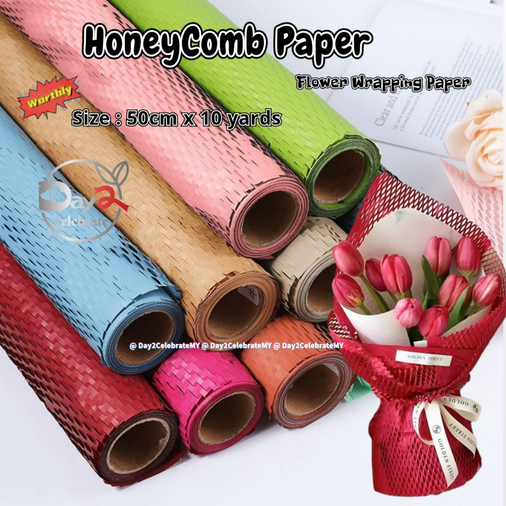 HoneyComb Paper 50cmx10YARDS Flower Wrapping Paper DIY Kraft Paper