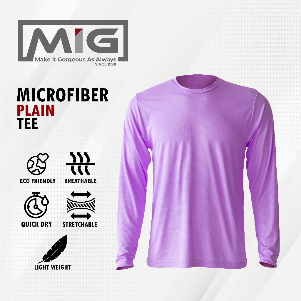MIG Mircofiber Filament Unisex 130gsm Adult Quick Dry Round Neck Long ...