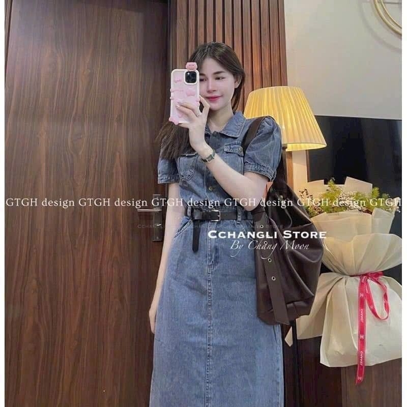 korean simple denim dress Korean Fashion Short Sleeve Denim Dress Jeans Women Midi Dress