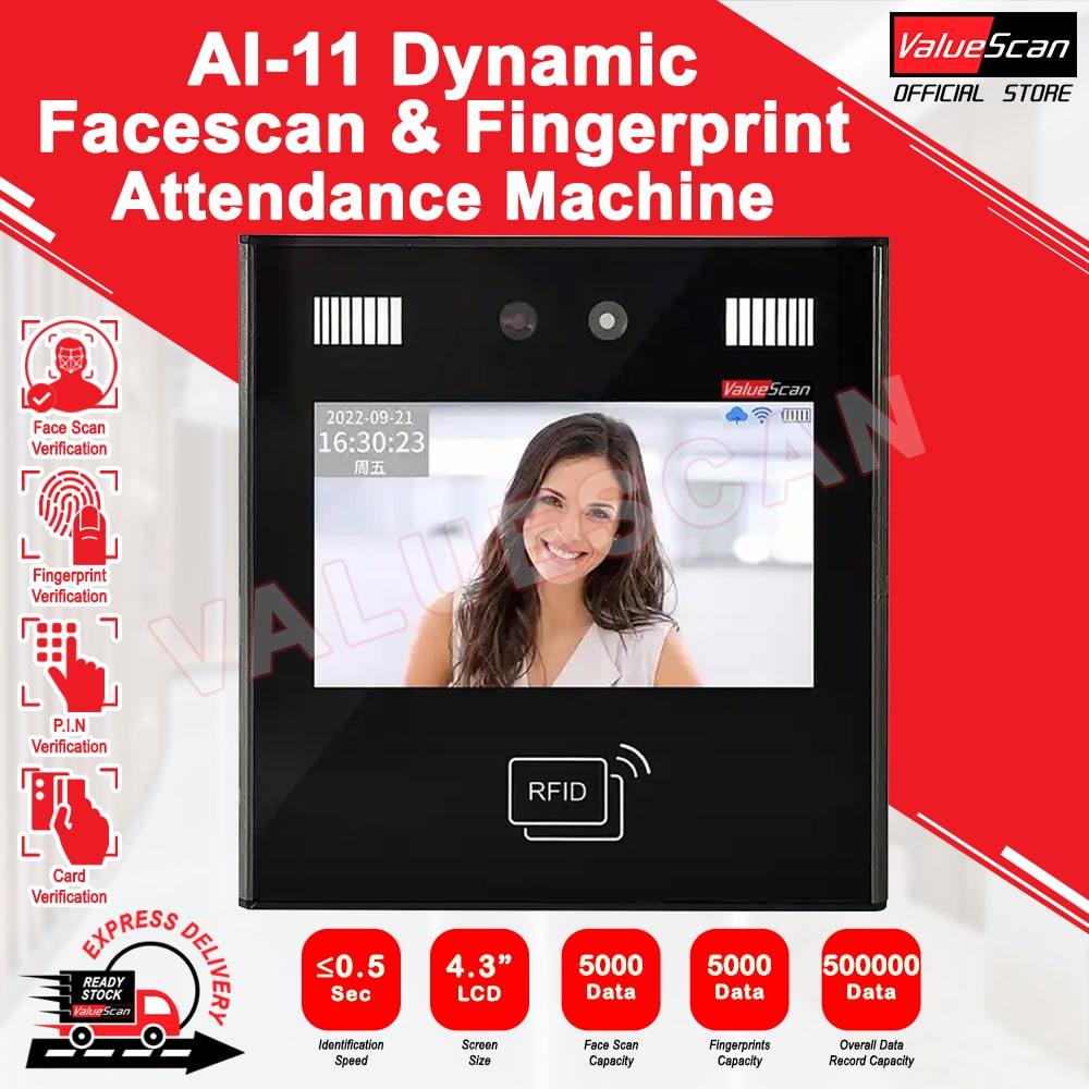 AI11 Dynamic Face scan Time Attendance Machine Face Recognition