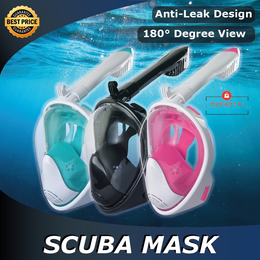 Diving Mask Topeng Snorkeling mask Anti-Fog Detachable Adult Anti-Leak ...