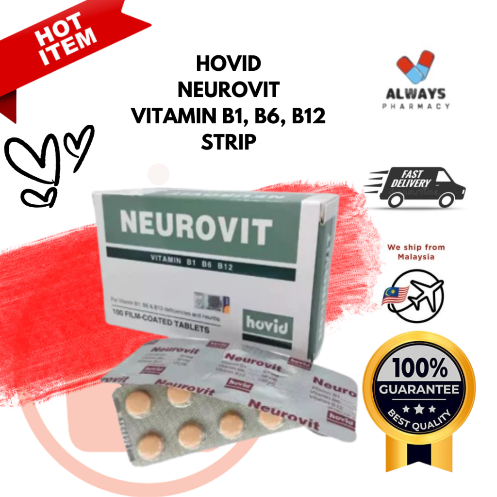 1 STRIP HOVID NEUROVIT VITAMIN B1, B6, B12 STRIP For Nerve Pain