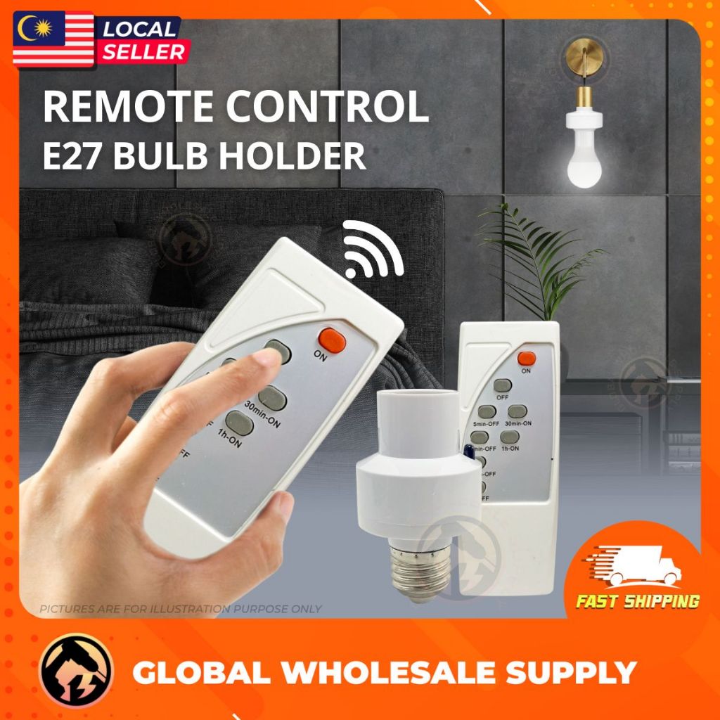 Remote Control E27 Lamp Holder Wireless Control On Off No Wiring Light ...