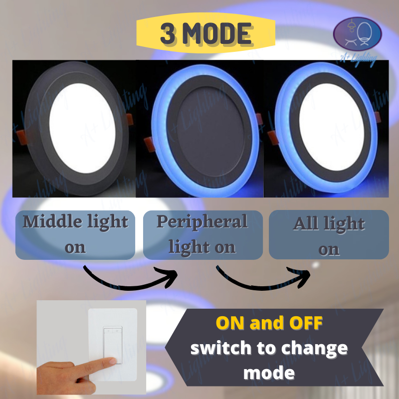 LED 2 COLOR DOWNLIGHT 3 MODES 12W 18W WHITE/BLUE WH/WW MULTI COLOR ...