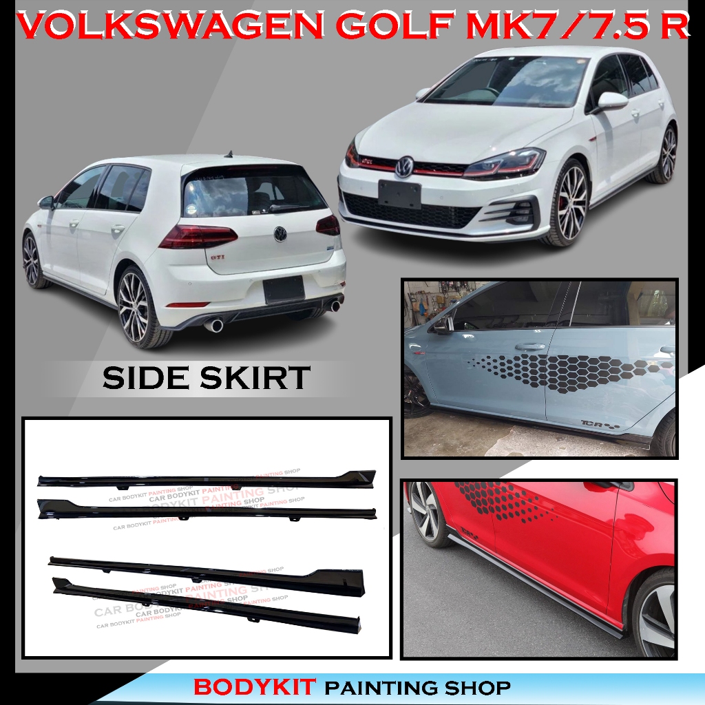 VOLKSWAGEN GOLF MK7 MK7.5 GTI TSI GTD R RLINE TCR STYLE SIDE SKIRT WITH ...