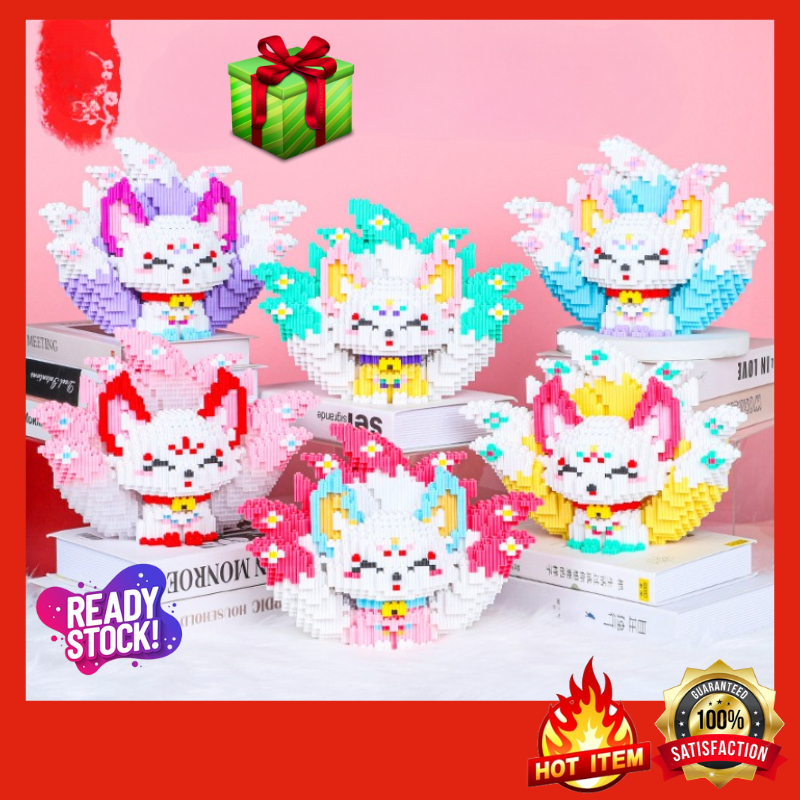 Mini Building Blocks Large Size Nine Tailed Fox Assembled Kids Couple ...