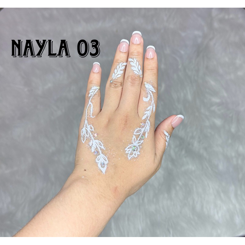 FREE DIAMONDS GLITTER White Henna Minimalist Design Shopee