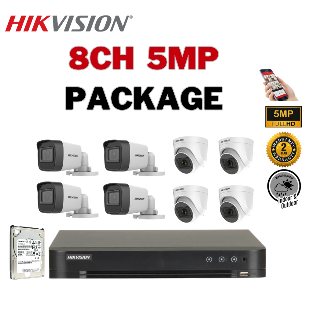 HIKVISION CCTV SET 8CH 5MP Camera Package iDS-7208HUHI-M1/E/DS-2CE16H0T ...