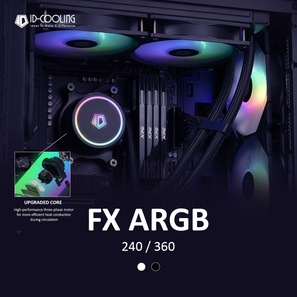 ID-Cooling FROSTFLOW X Series [ FX240 / FX360 ] ARGB AIO Liquid CPU Cooler  [BLACK / WHITE] | Shopee Singapore