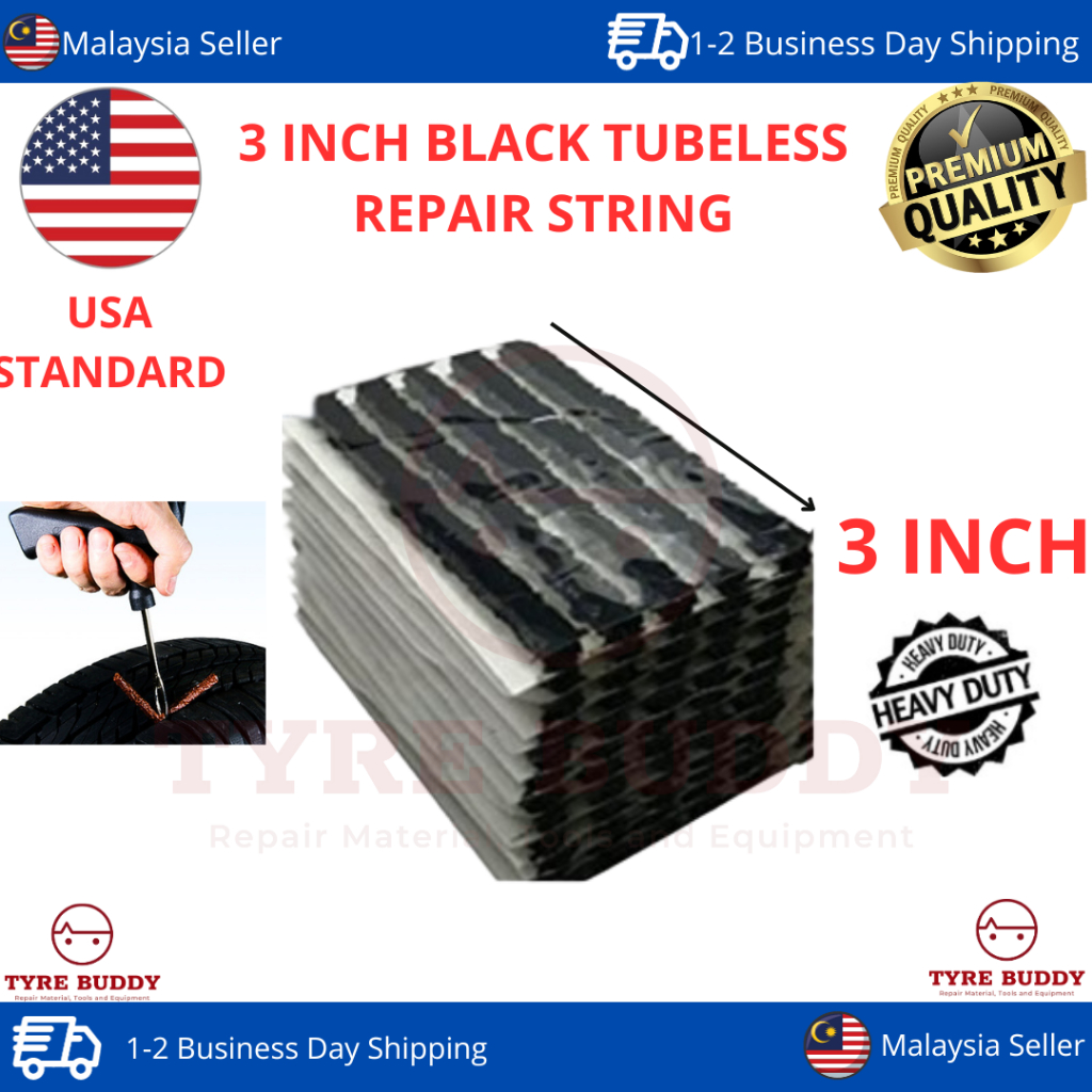 Tubeless Tyre Puncture Repair String Black 3 Inch & 9 Inch (USA ...