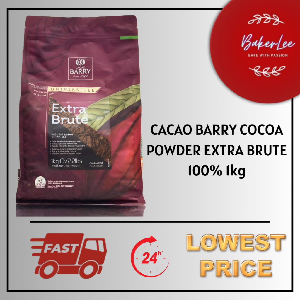 Cacao Barry Cocoa Powder 100% Cocoa Extra Brute, 2.2 lb