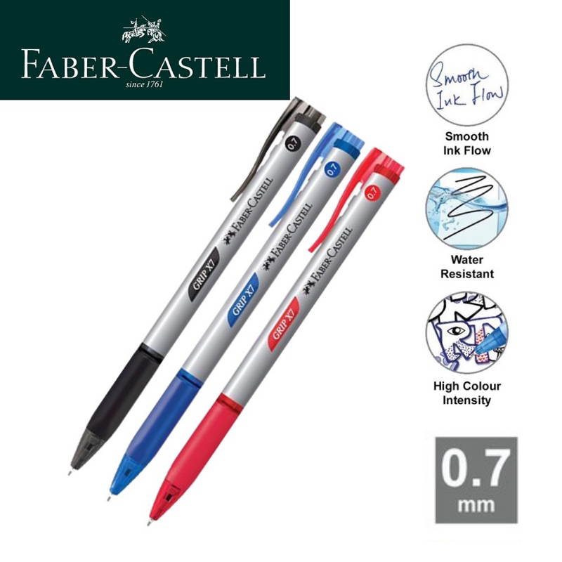 FABER CASTELL Click X7 Ballpoint Pen - Mix 0.7mm (4pcs)