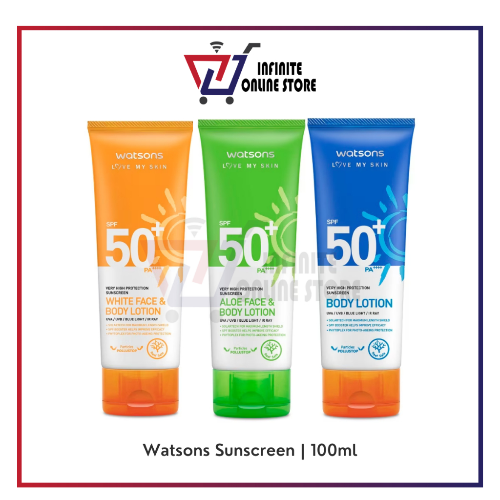 WATSONS Sunscreen Face Body Lotion SPF50+ PA++++ (100ml) (Whitening