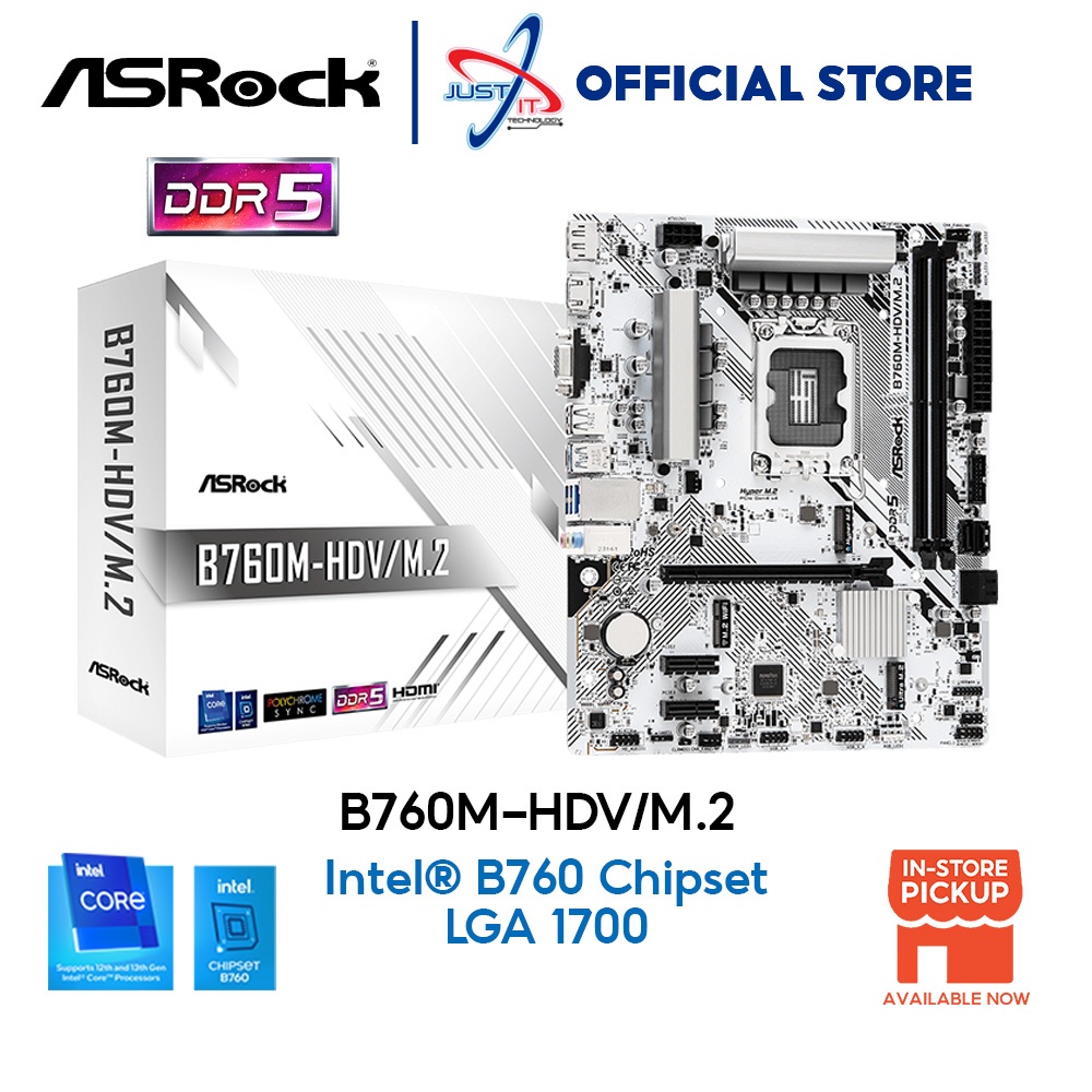 ASROCK B760M HDV/M.2 D5 / DDR5 LGA1700 MOTHERBOARD COMBO I512400