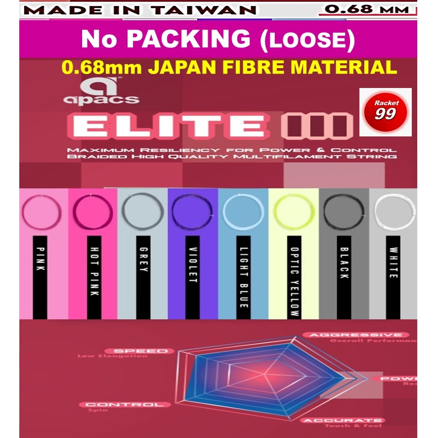 Apacs ELITE III (No Packing) Badminton String (1pcs) | Shopee Singapore