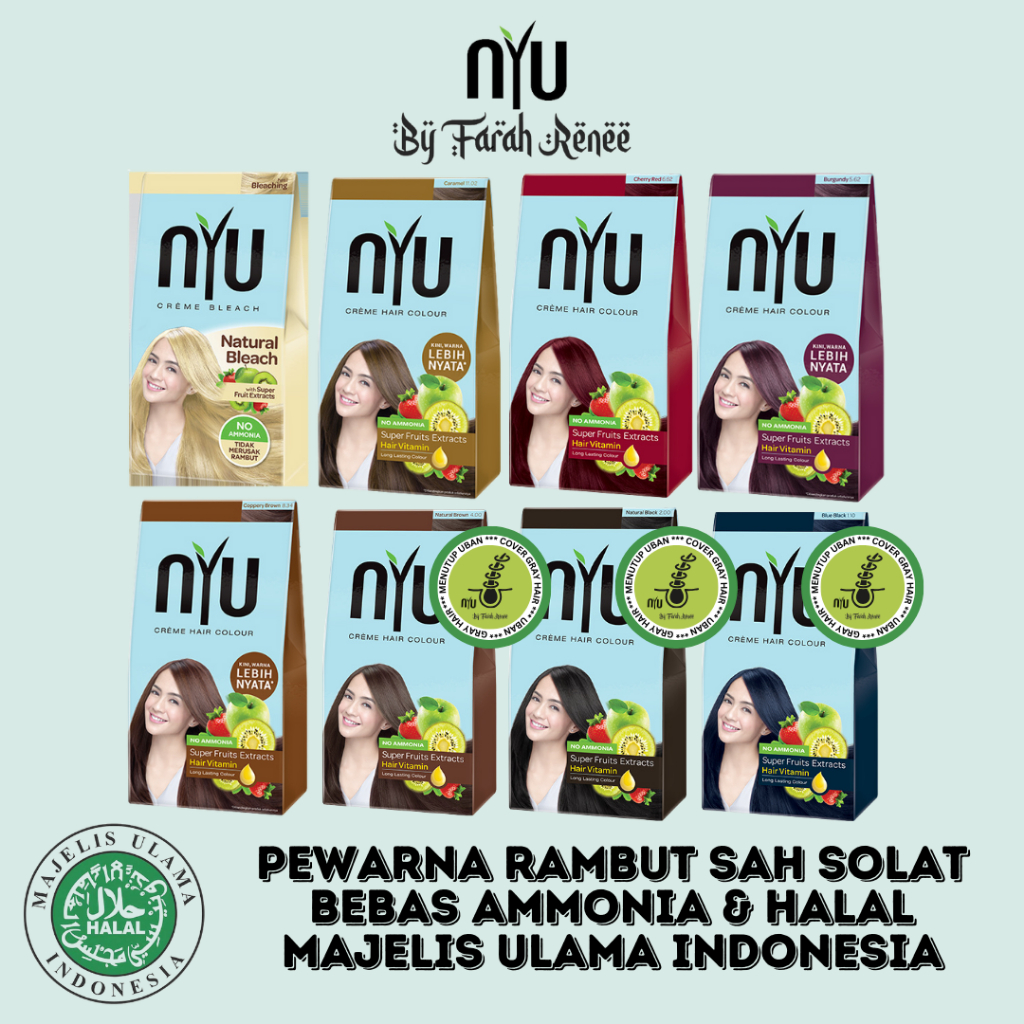 NYU Hair Color Halal Pewarna Rambut Sah Solat Hair Dye Tutup Uban Bebas ...