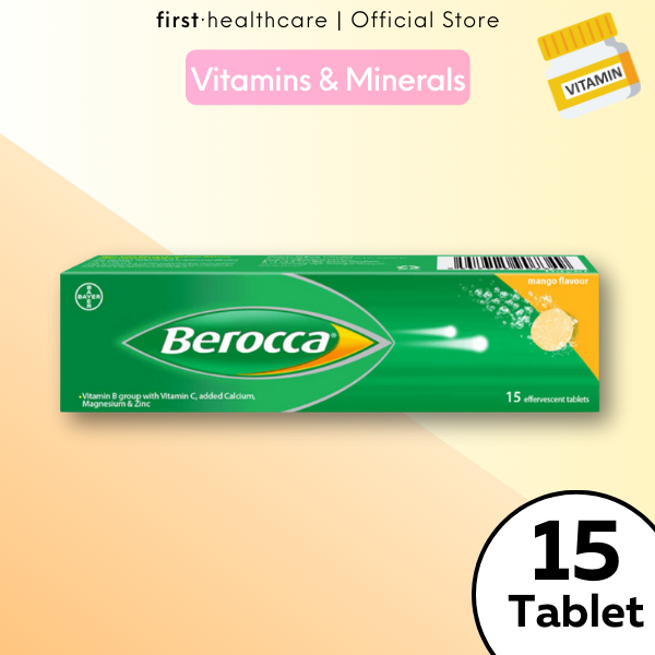 Berocca Effervescent Tablets Mango Flavour Multivitamin Mineral [15's ...