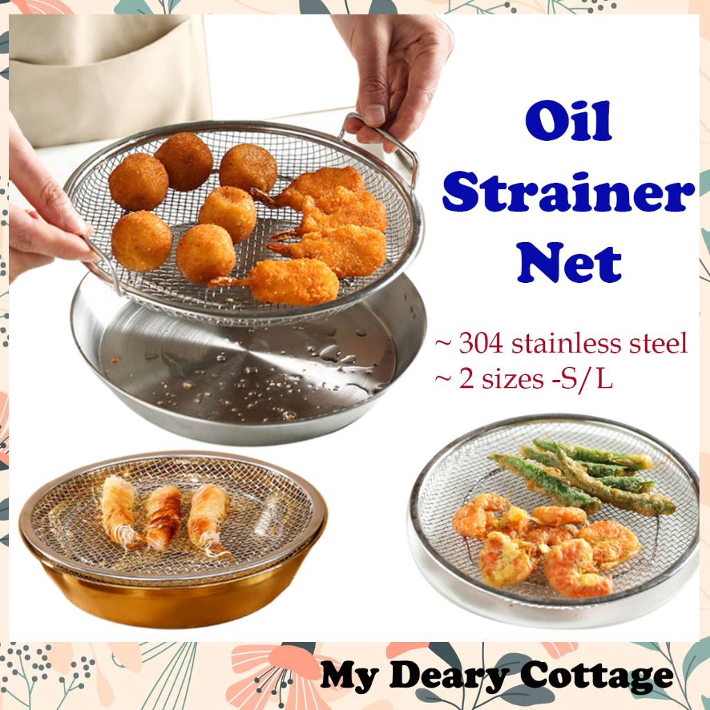 304 Stainless Steel Frying Strainer Fry Food Fryer Basket Oil Drainer ...