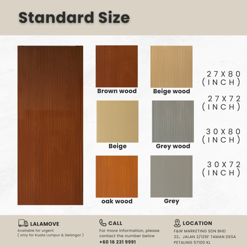 Standard Size PVC DOOR Bathroom Tandas Bilik Air Pintu Shopee Singapore